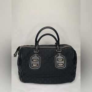 GUCCI Black Guccissima Nylon Boston Bag
